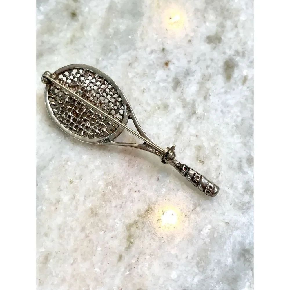 Tennis Racquet Sterling Silver Jewelry Pin #brooch #sports - Picture 3 of 3